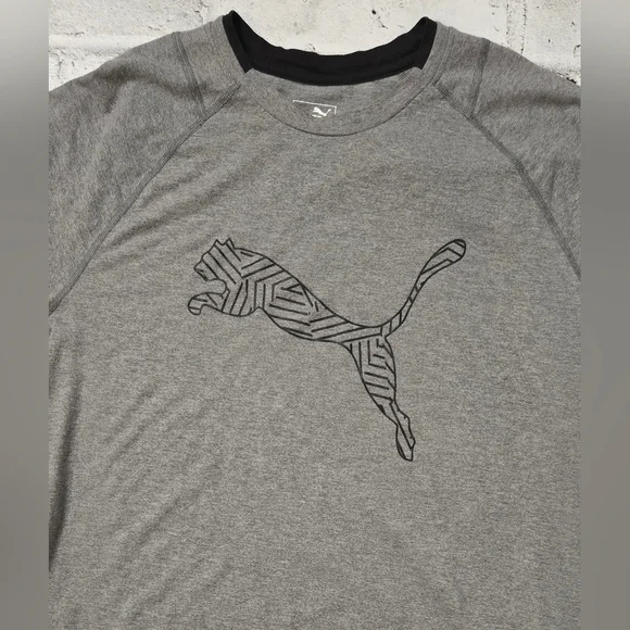Puma Men’s Grey Graphic Logo T-Shirt Size L Short Sleeve Athleisure - Picture 4 of 8